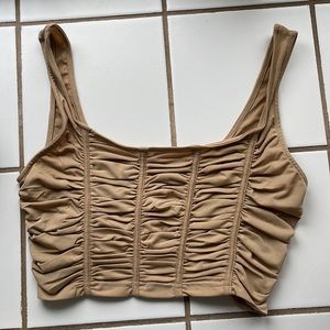 BAILEY ROSE nude ruched tank top